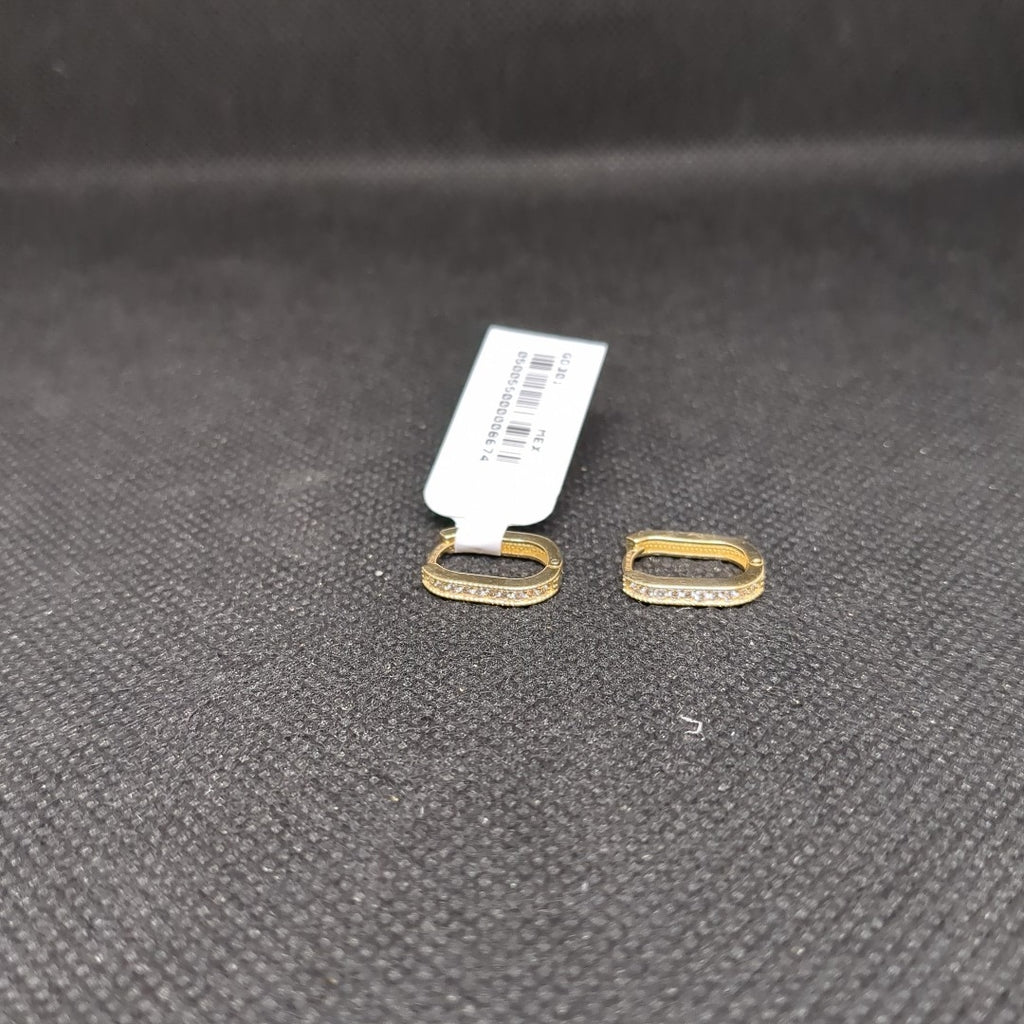 ARETES HUGGIES OVALADA C CIRCONIAS 14K 2.5 GR (NUEVO)