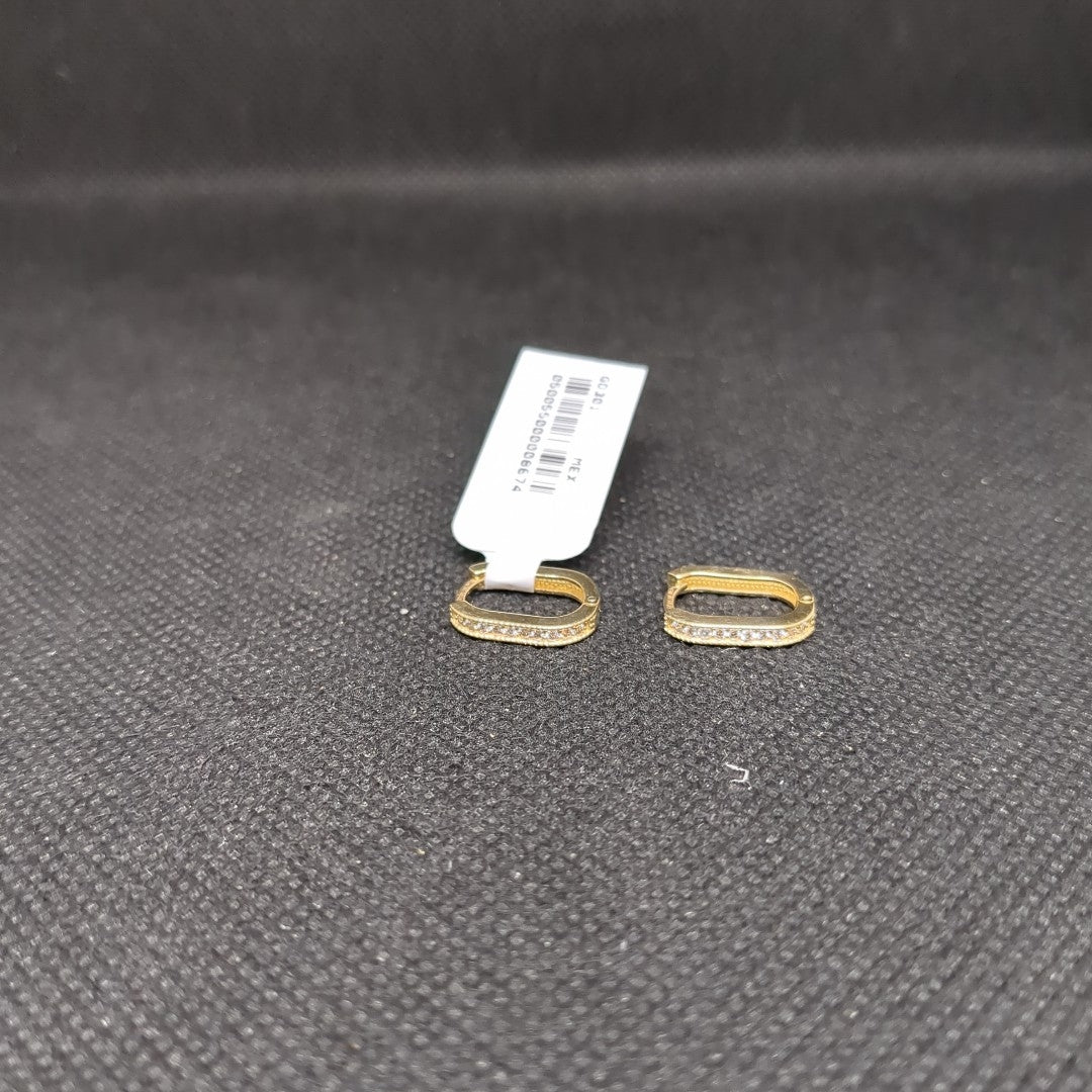 ARETES HUGGIES OVALADA C CIRCONIAS 14K 2.5 GR (NUEVO)