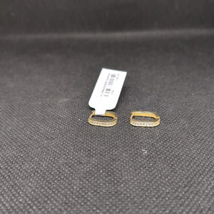 ARETES HUGGIES OVALADA C CIRCONIAS 14K 2.5 GR (NUEVO)