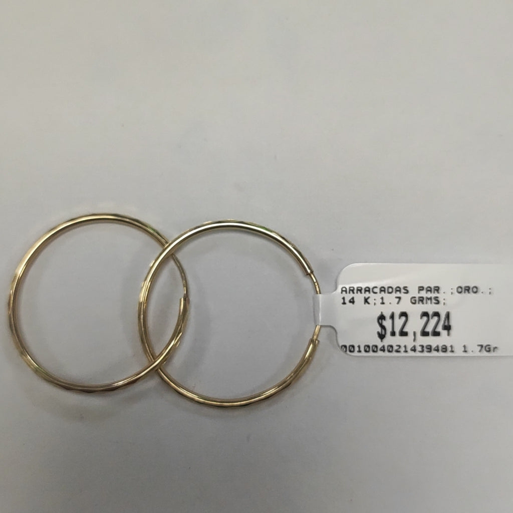 ARRACADAS PAR ORO 14 K 1.7 GRMS (SEMINUEVO)