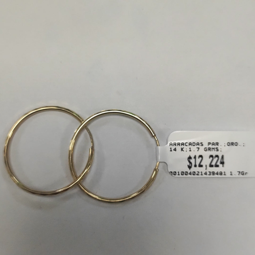 ARRACADAS PAR ORO 14 K 1.7 GRMS (SEMINUEVO)