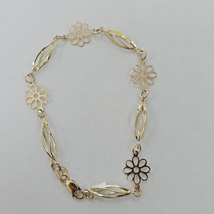 PULSERA ESPECIAL CON FLORES 14K 18 CM 2.6 GR (NUEVO)