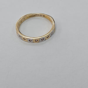 ANILLO ANILLITO C CIRCONIAS COMBINADO 14K 7 TALLA 2 GR (NUEVO)