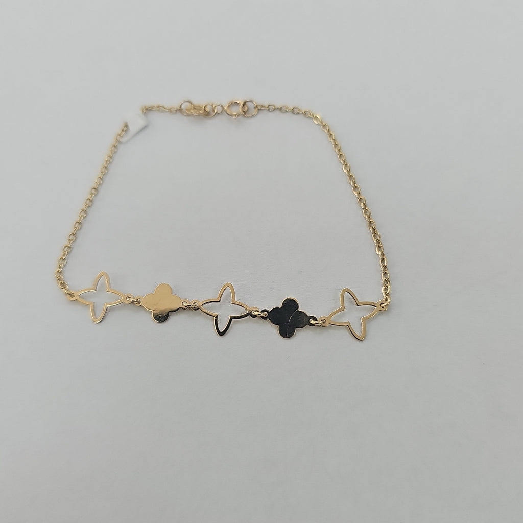 PULSERA TEJIDO ESP CON TREBOL 14K 18 CM 1.6 GR (NUEVO)