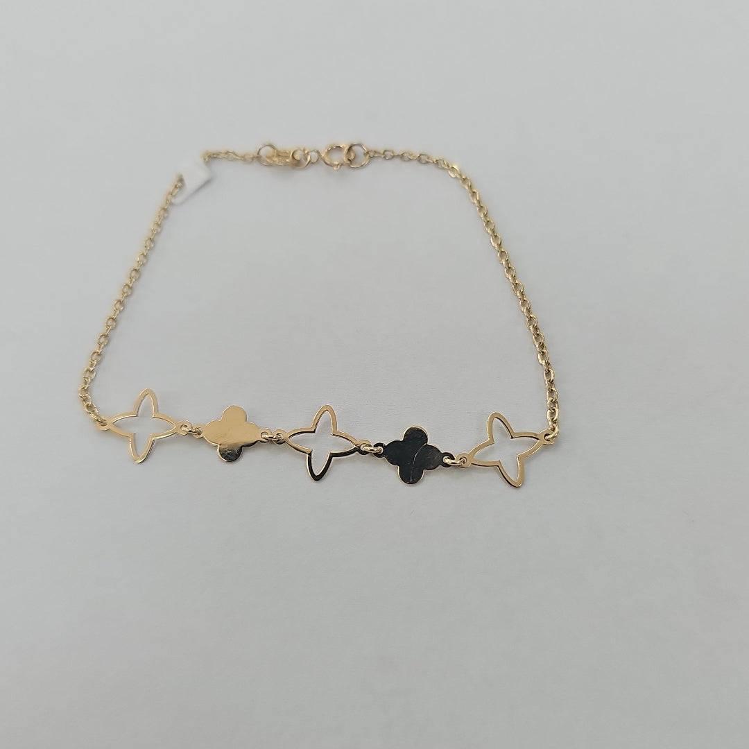 PULSERA TEJIDO ESP CON TREBOL 14K 18 CM 1.6 GR (NUEVO)