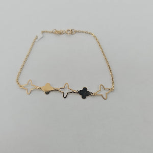 PULSERA TEJIDO ESP CON TREBOL 14K 18 CM 1.6 GR (NUEVO)