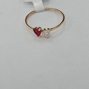 ANILLOS CORAZONES CON CIRCONIA Y PIEDRA DE COLOR 14K TALLA 9 1.1 GR (NUEVO)