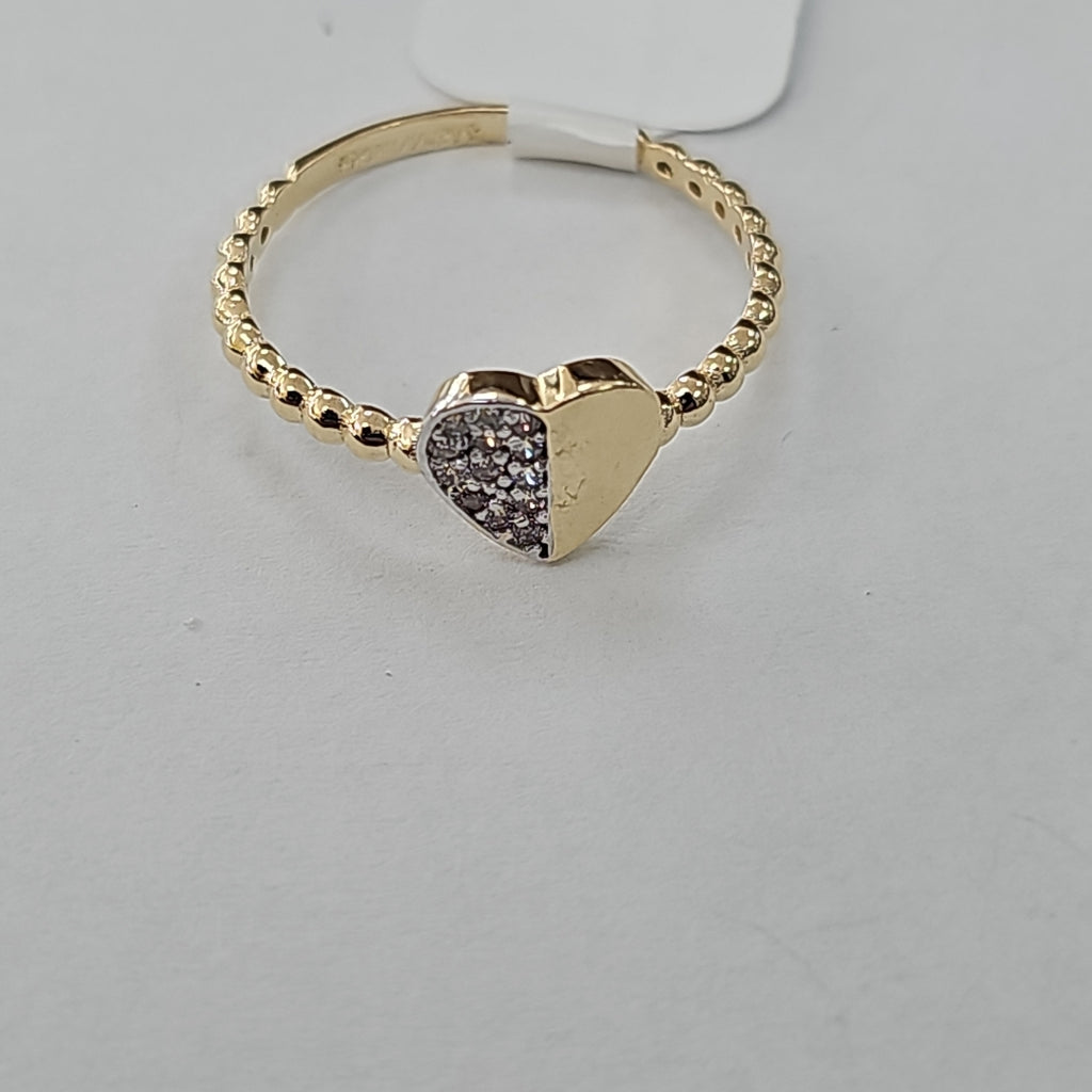 ANILLO ANILLITO FIG CORAZON C CIRCONIAS 14K 8 TALLA 1.6 GR (NUEVO)