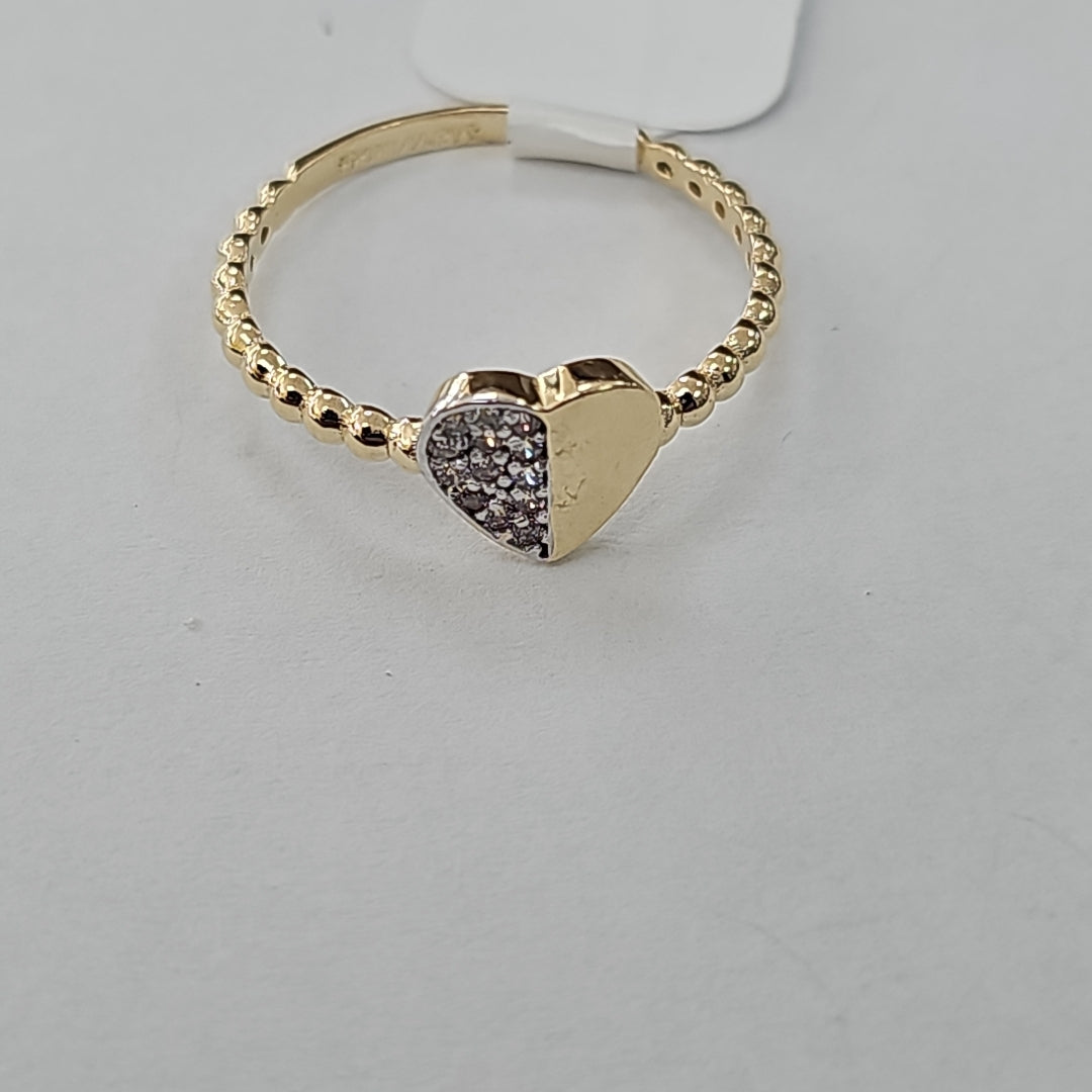 ANILLO ANILLITO FIG CORAZON C CIRCONIAS 14K 8 TALLA 1.6 GR (NUEVO)