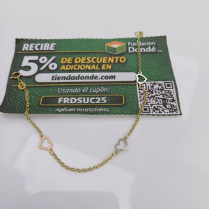 PULSERA ESPECIAL CON CORAZONES 14K 18 CM 1.3 GR (NUEVO)