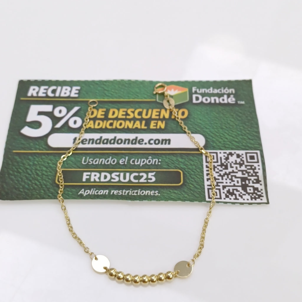PULSERA TEJIDO ESPECIAL CON BOLITAS 14K 18 CM 1.8 GR (NUEVO)