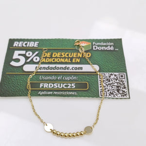 PULSERA TEJIDO ESPECIAL CON BOLITAS 14K 18 CM 1.8 GR (NUEVO)