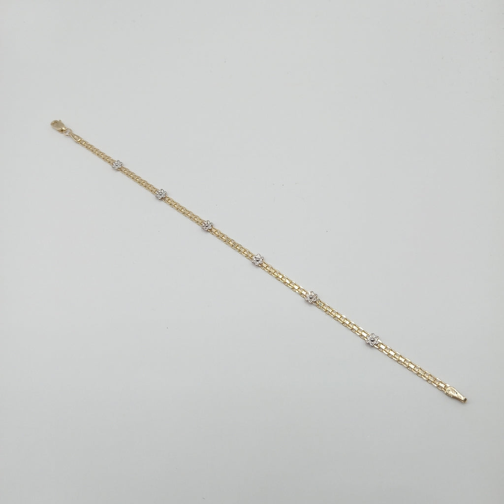 PULSERA ESPECIAL C FLORES 14K 18 CM 2.9 GR (NUEVO)