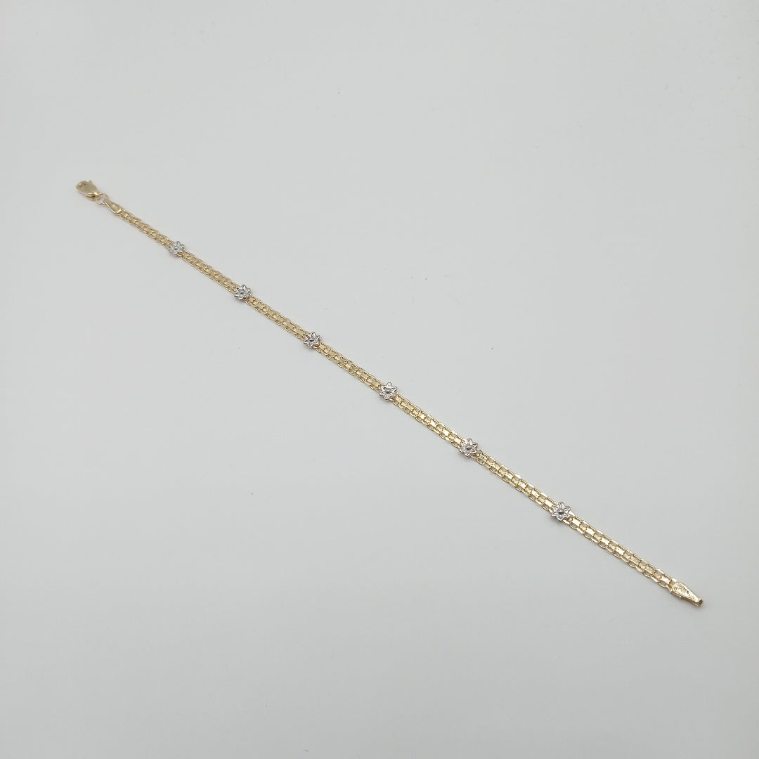 PULSERA ESPECIAL C FLORES 14K 18 CM 2.9 GR (NUEVO)