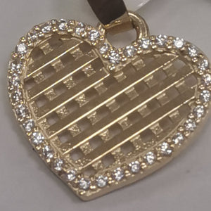 DIJE TEJIDO CORAZON CON CERCO DE CIRCONIAS 14K 1.2 GR (NUEVO)