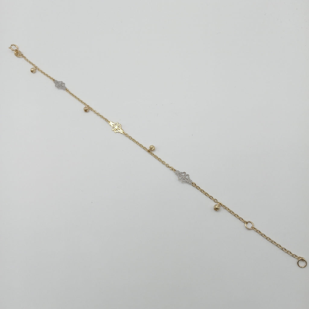 PULSERA ESPECIAL CON TREBOL 14K 18 CM 1.8 GR (NUEVO)