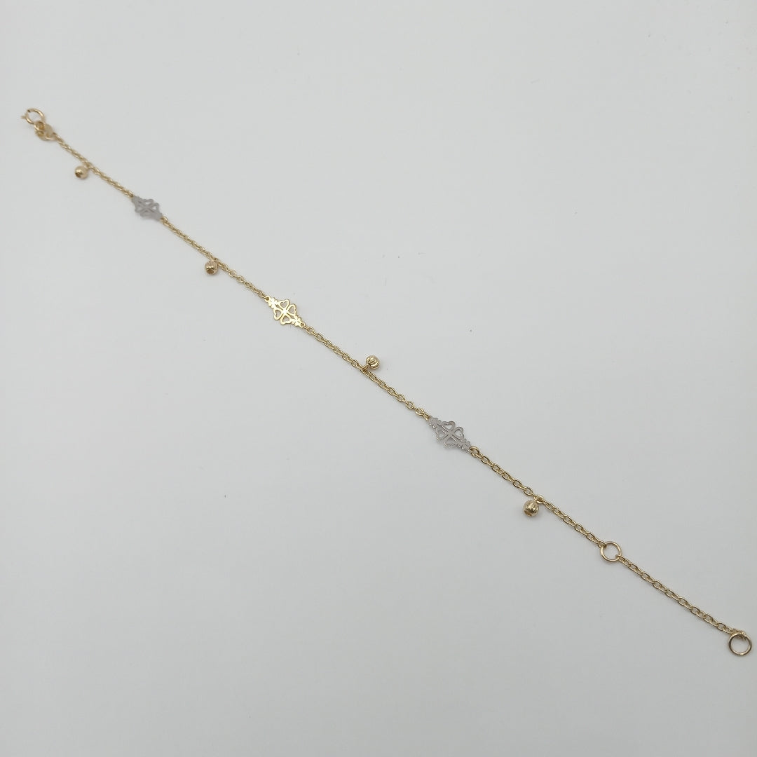 PULSERA ESPECIAL CON TREBOL 14K 18 CM 1.8 GR (NUEVO)