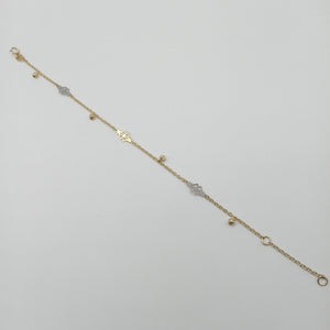 PULSERA ESPECIAL CON TREBOL 14K 18 CM 1.8 GR (NUEVO)
