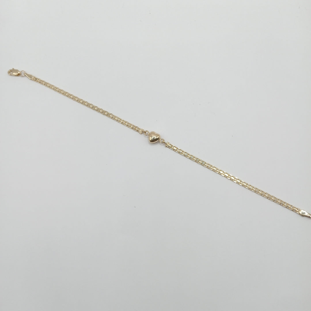 PULSERA ESPECIAL C CORAZON 14K 18 CM 2.7 GR (NUEVO)