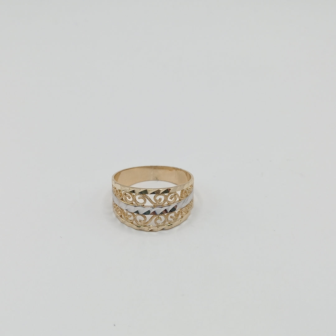 ANILLOS TIPO FILIGRANA COMBINADO 14K TALLA 8 2.8 GR (NUEVO)