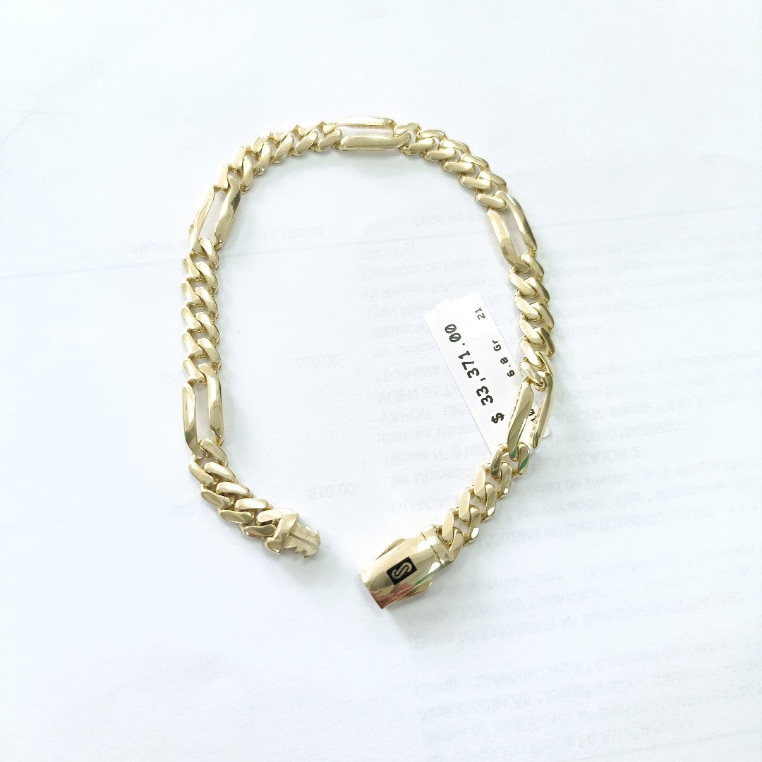 PULSERA CABALLERO MONACO ORO 10K 6.8 (NUEVO)