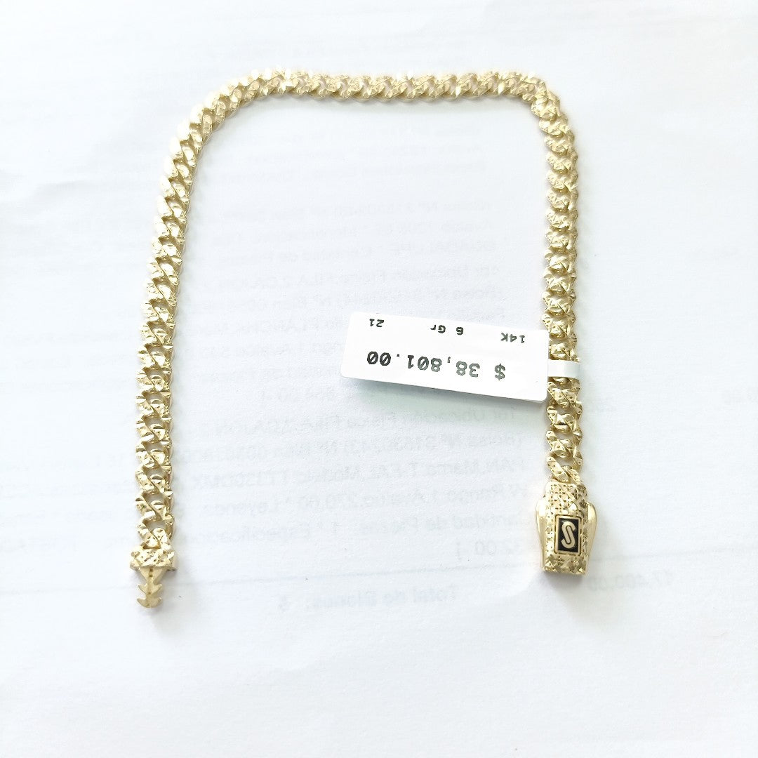 PULSERA CABALLERO MONACO ORO 14K 6 (NUEVO)