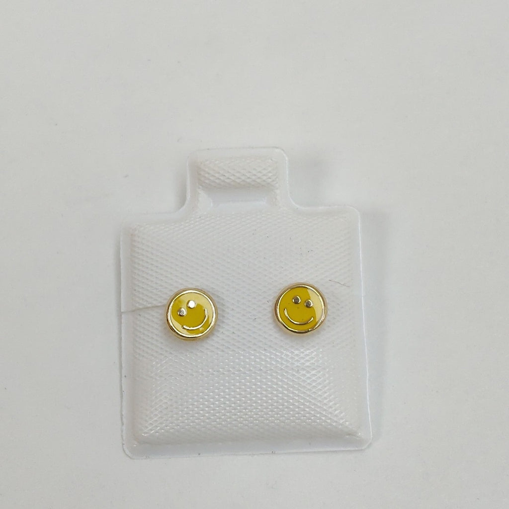 BROQUELES BROQUEL FIG SONRISA ESMALTE AMARILLO 14K 0.2074 GR (NUEVO)