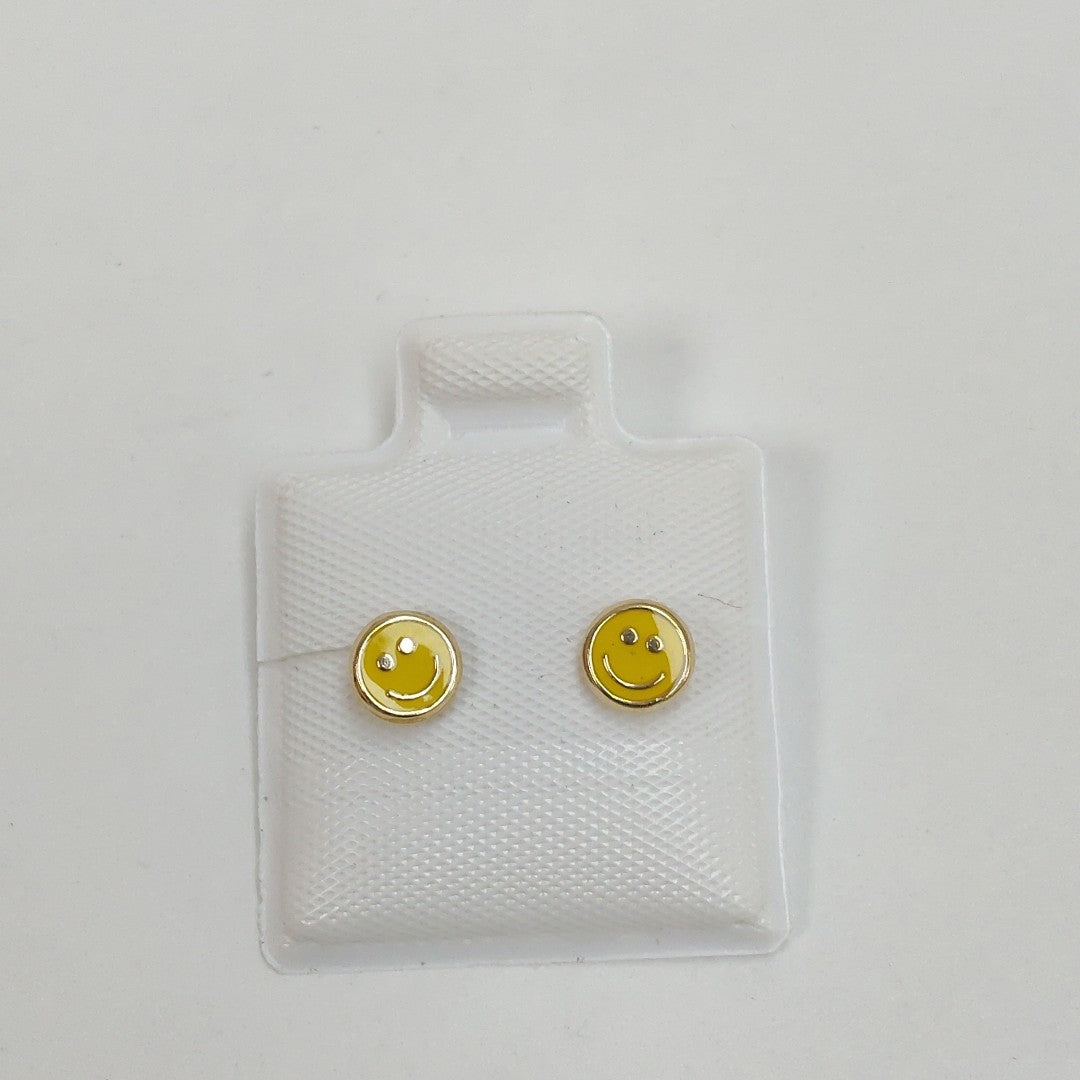 BROQUELES BROQUEL FIG SONRISA ESMALTE AMARILLO 14K 0.2074 GR (NUEVO)