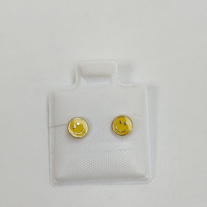 BROQUELES BROQUEL FIG SONRISA ESMALTE AMARILLO 14K 0.2074 GR (NUEVO)