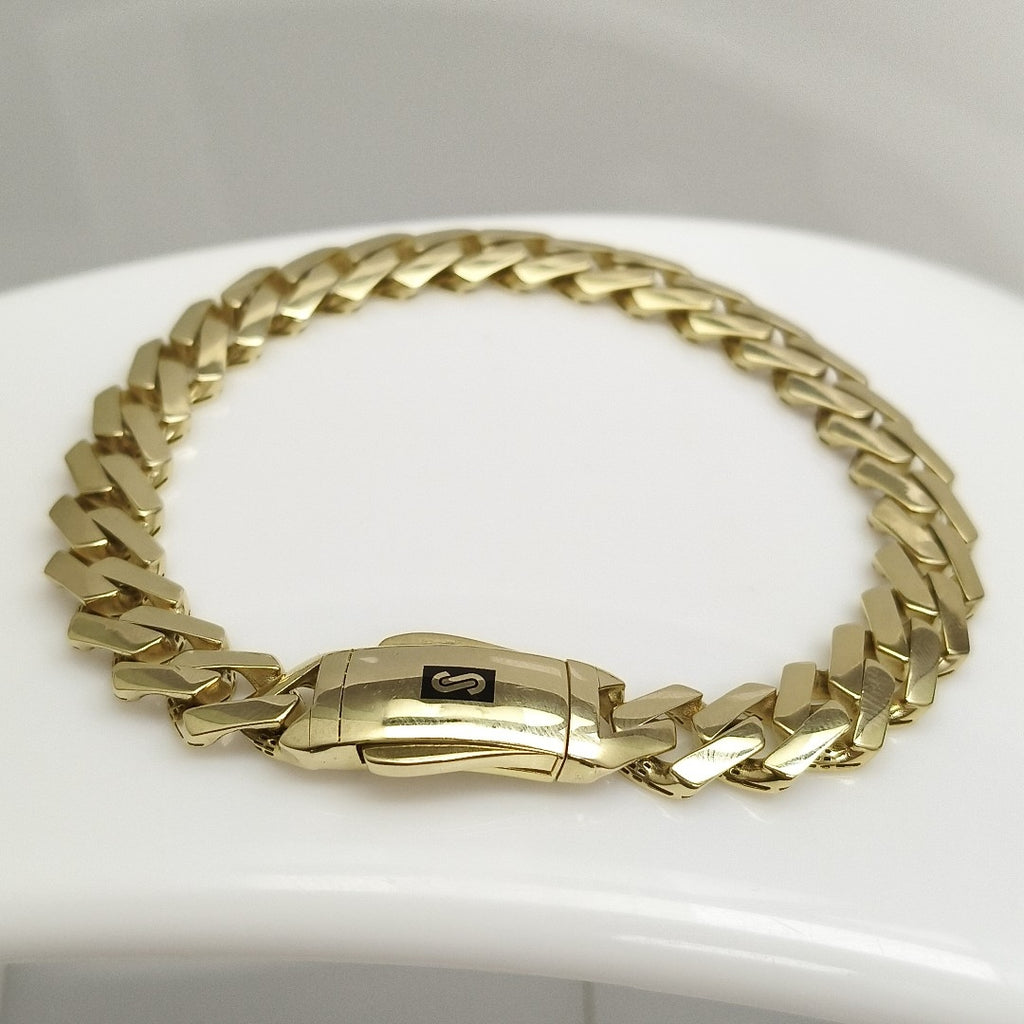 PULSERA CABALLERO MONACO ORO 10K 12.8 (NUEVO)