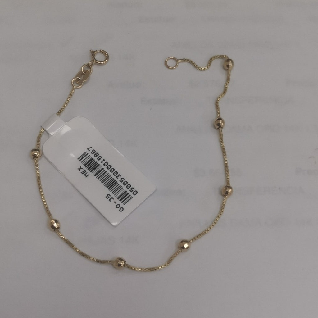 PULSERA ESPECIAL CON BOLITAS 14K 18 CM 1.4 GR (NUEVO)