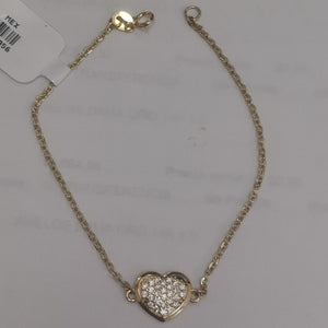 PULSERA TEJIDO ESPECIAL C CORAZON CIRCONIAS 14K 18 CM 2 GR (NUEVO)