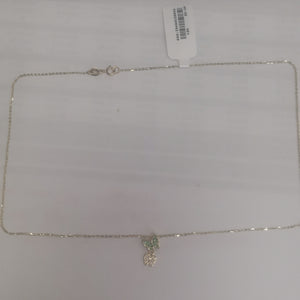 CADENA TEJIDO GARGANTILLA CON DIJE MARIPOSAS CIRCONIAS Y PIEDRAS DE COLOR 14K 45 CM 2 GR (NUEVO)