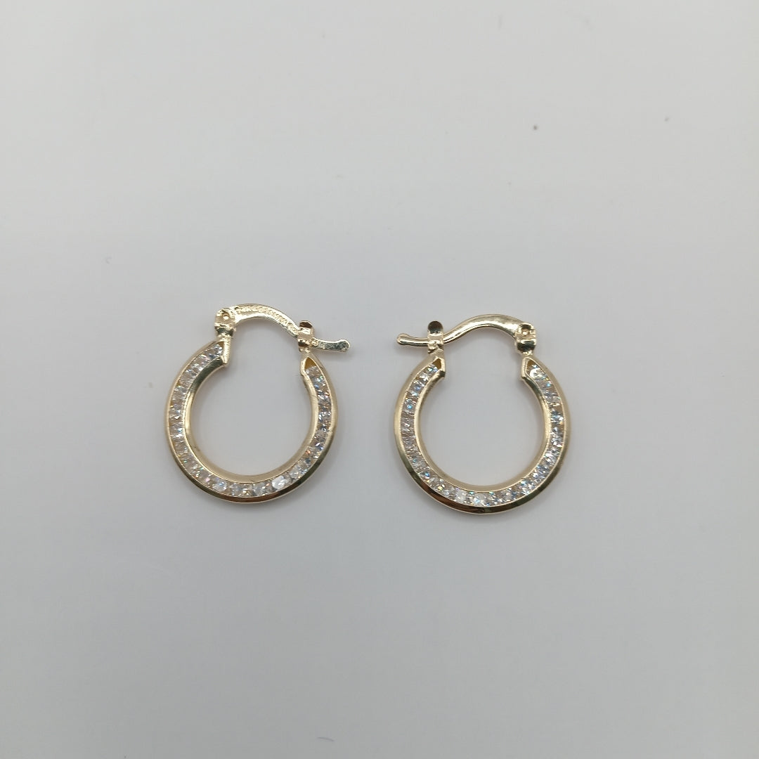 ARETES ARRACADAS CON CIRCONIAS 14K 2.3 GR (NUEVO)