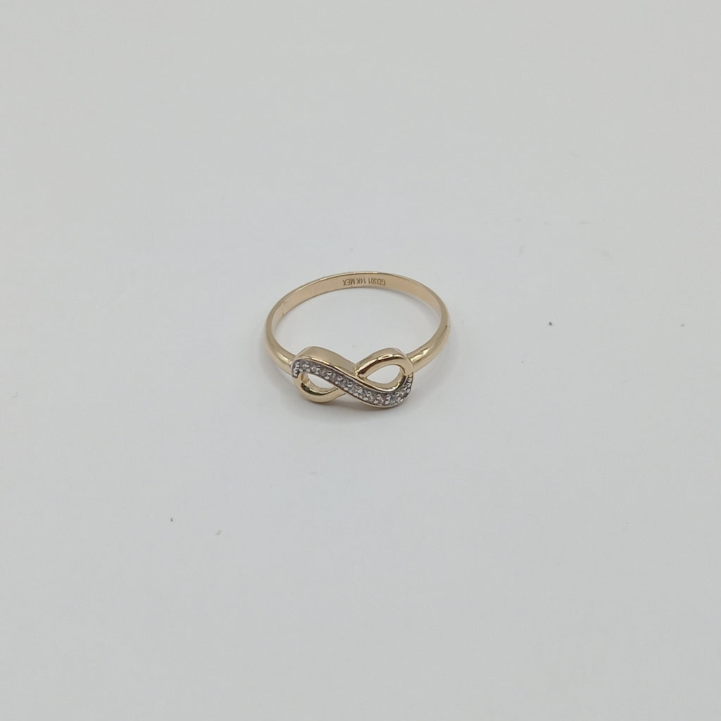 ANILLO ANILLITO FIG INFINITO C CIRCONIAS 14K 9 TALLA 1.9 GR (NUEVO)