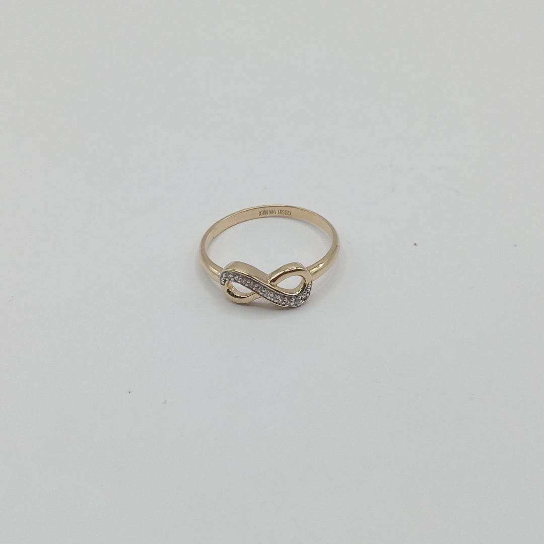 ANILLO ANILLITO FIG INFINITO C CIRCONIAS 14K 9 TALLA 1.9 GR (NUEVO)