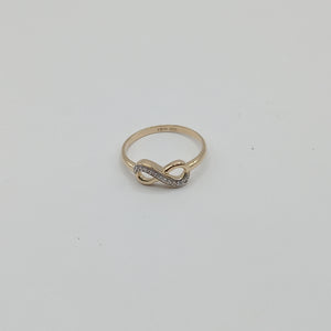 ANILLO ANILLITO FIG INFINITO C CIRCONIAS 14K 9 TALLA 1.9 GR (NUEVO)