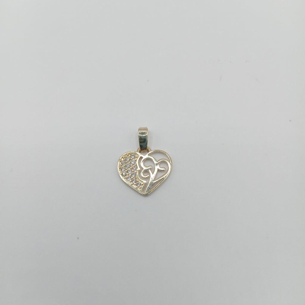 DIJE TEJIDO CORAZON CON CIRCONIAS Y ARBOL DE LA VIDA 14K 0.8 GR (NUEVO)