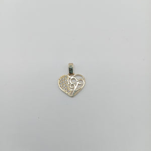 DIJE TEJIDO CORAZON CON CIRCONIAS Y ARBOL DE LA VIDA 14K 0.8 GR (NUEVO)