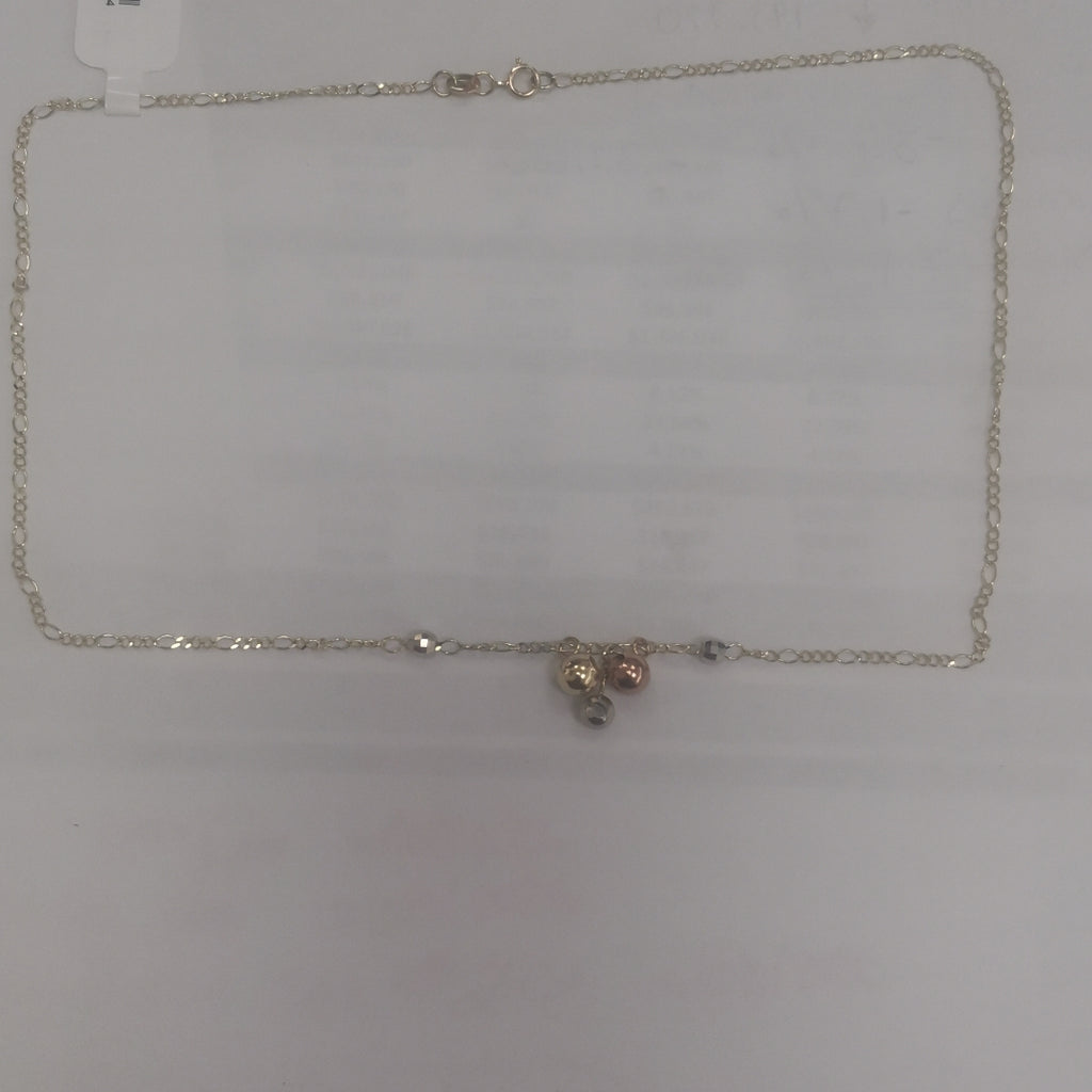 CADENA GARGANTILLA 3X1 CON ESFERAS COMBINADAS 14K 45 CM 3.1 GR (NUEVO)