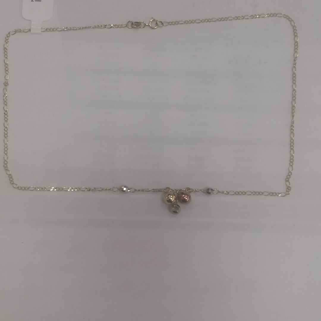 CADENA GARGANTILLA 3X1 CON ESFERAS COMBINADAS 14K 45 CM 3.1 GR (NUEVO)