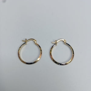 ARETES TEJIDO ARRACADAS BISELADAS COMBINADAS 14K 1.4 GR (NUEVO)