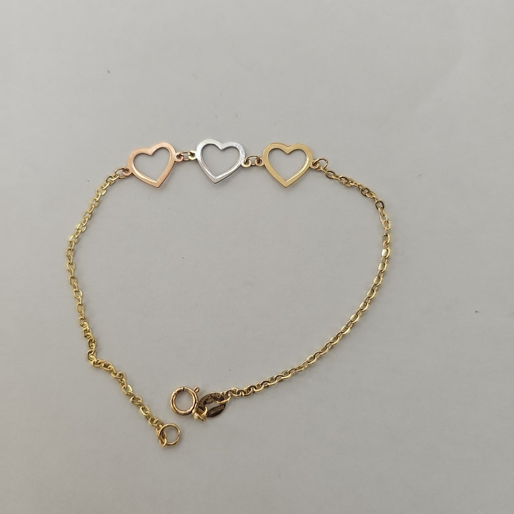 PULSERA ESPECIAL CON CORAZONES 14K 18 CM 1.3 GR (NUEVO)