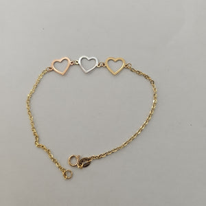 PULSERA ESPECIAL CON CORAZONES 14K 18 CM 1.3 GR (NUEVO)