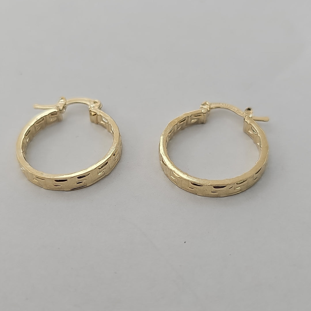 ARETES TEJIDO ARRACADAS TIPO GRECAS 14K 2.2 GR (NUEVO)
