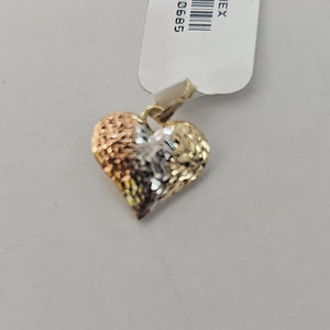 DIJE TEJIDO CORAZON LABRADO COMBINADO 14K 1.2 GR (NUEVO)