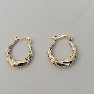 ARETES TEJIDO ARRACADA TRENZADA COMBINADA 14K 1.9 GR (NUEVO)