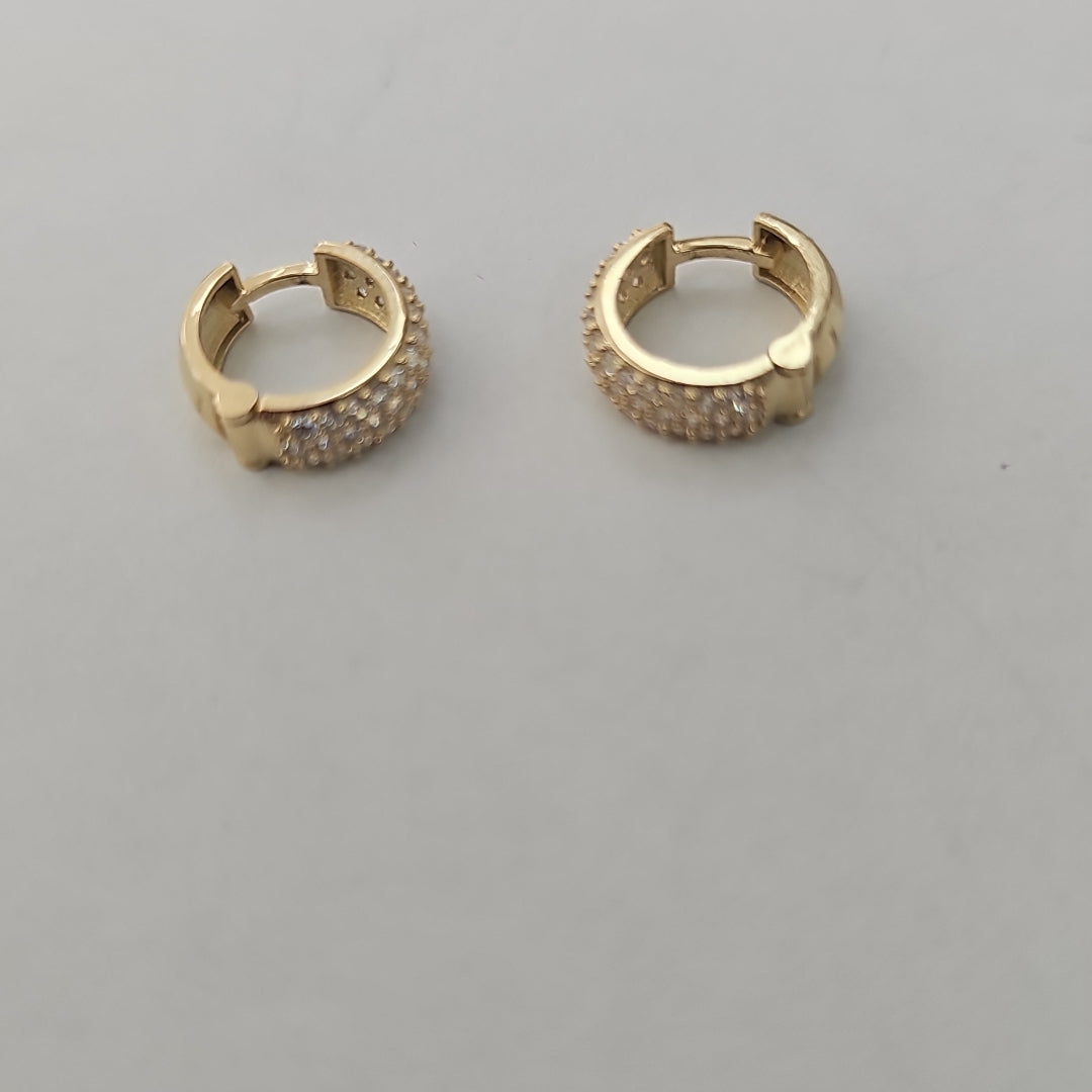 ARETES HUGGIE CON CIRCONIAS 14K 2.2 GR (NUEVO)