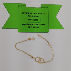 PULSERA TEJIDO ESPECIAL C CORAZONES 14K 18 CM 1.7 GR (NUEVO)