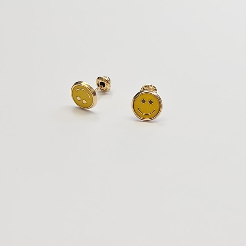 BROQUELES BROQUEL FIG SONRISA ESMALTE AMARILLO 14K 0.2074 GR (NUEVO)
